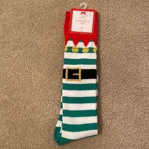 🧝‍♀️ Green and White Striped Elf Knee High Socks!!